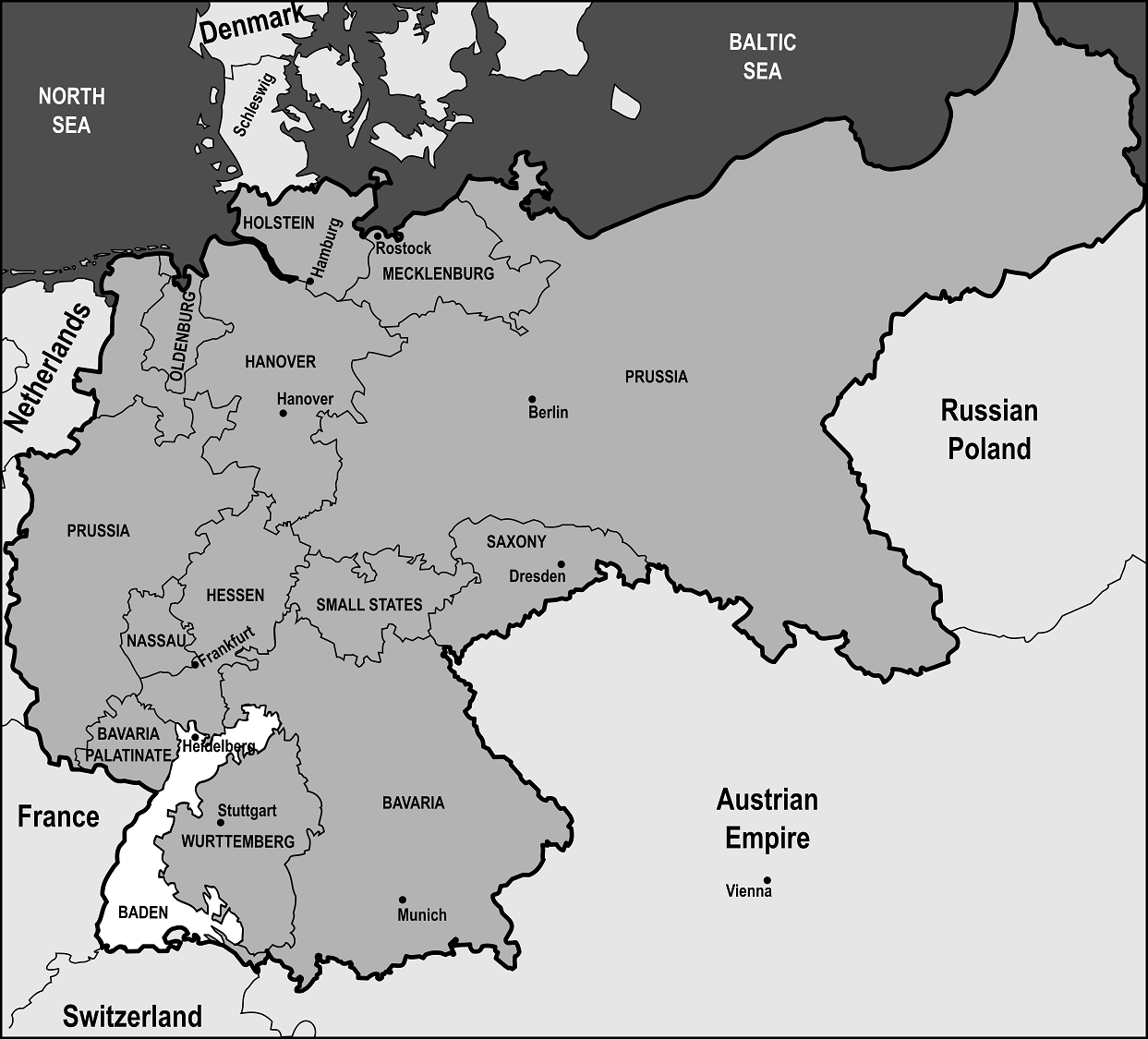 Map of the German Speaking States, before Unification